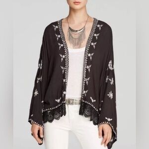 Free People Embroidered Floral Kimono